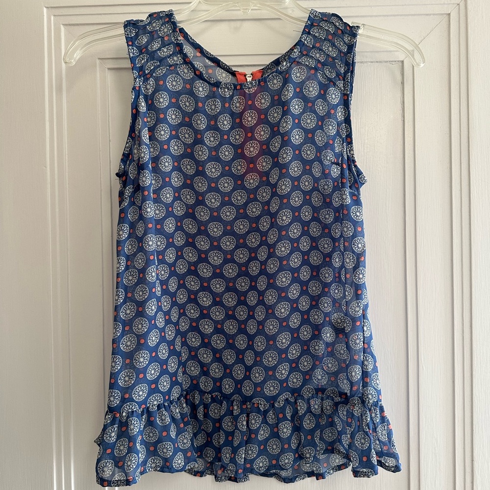 Xhilaration Semi-Sheer Ruffle-Hem Boho Top - Size S